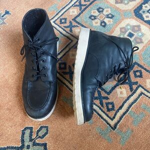 Vince Black Leather Combat Boots